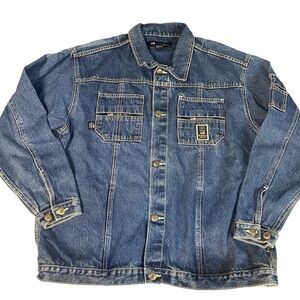 VTG 90s Brooklyn Xpress Blue Denim Trucker Jean Jacket Size XXL